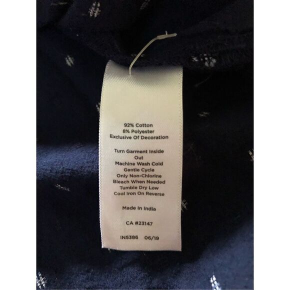 Talbots Navy Blue & White Embroidered Eyelet Tunic Top Size X - Picture 9 of 9